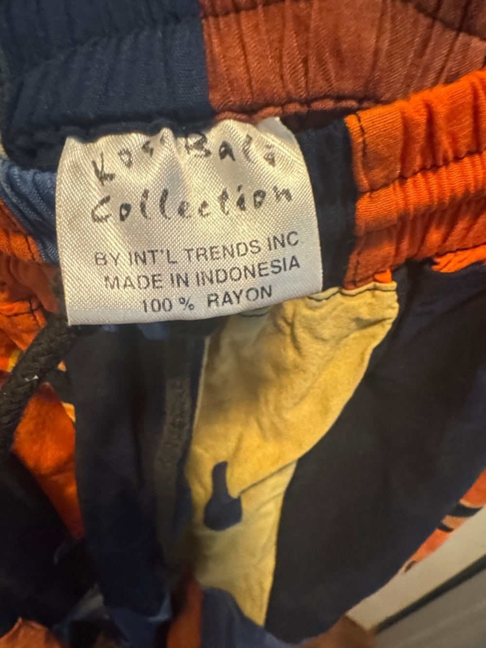 Patchwork Multicolor Boho Lounge Pants - Vibrant Orange & Blue - Picture 11 of 11